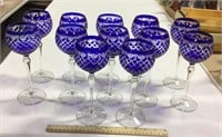 12 cobalt blue stemware glasses