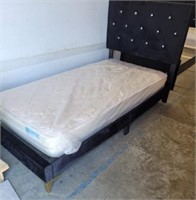 TWIN UPHOLSTERED BED, ATLANTIC BEDDING MATTRESS
