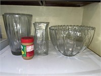 Large Glass Vase, Square Vase, Large Glass Bowl