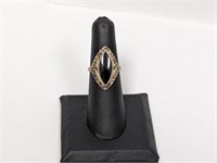 .925 Sterling Onyx/Marcasite Ring Sz 6