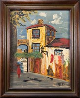 Village in Provence French Oil on Canvas Signed