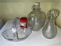 Glass jug, glass vase, glass basket