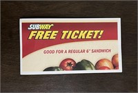 Subway Gift card for 6' sub