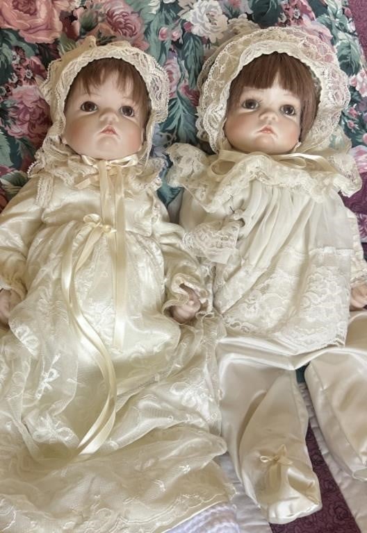2 sister "Sugar Britches" porcelain dolls