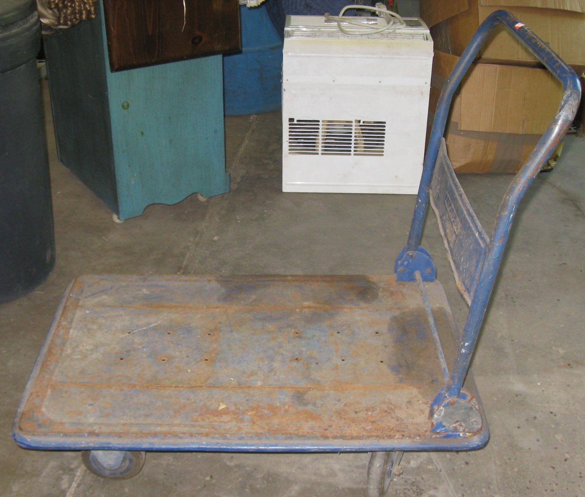 Blue Metal Push Cart w/Folding Handle 2FTx3FTx34"
