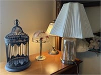 Bird cage & 2 lamps