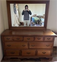 Solid wood dresser w mirror attached