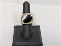 .925 Sterling Black Inlay Ring Sz 7.5