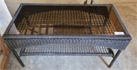 GLASS TOP WICKER COFFEE TABLE