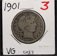 1901 BARBER HALF DOLLAR COIN