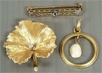 14K gold pin, pendant & lingerie pin - 6.6 grams