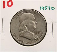 1957 D FRANKLIN HALF DOLLAR COIN