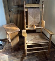 Rocking chair w side table & Napa Valley CD rack