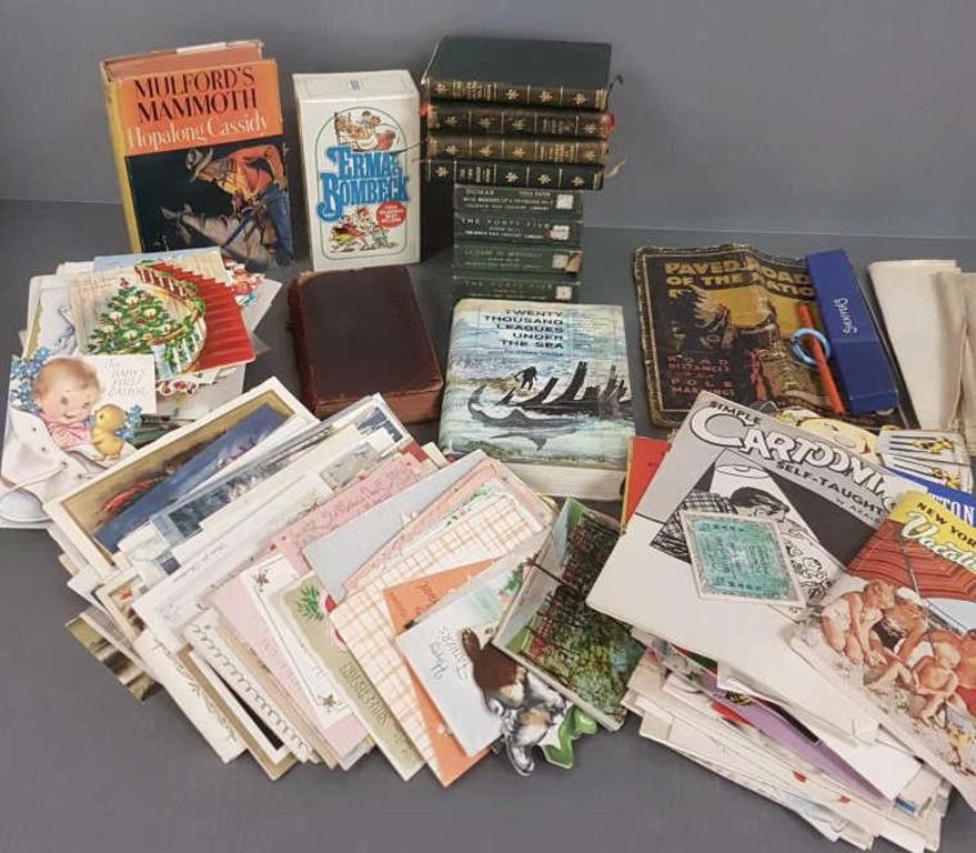 Group vintage books, maps & paper items,