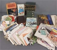 Group vintage books, maps & paper items,