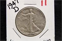 1947 D WALKING LIBERTY HALF DOLLAR COIN