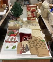 Christmas lot w/ stockings, gift boxes, & gift