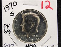 1970 S PROOF 40% SILVER KENNEDY HALF COIN
