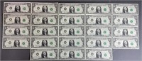 23pc UNC 1974 $1 Federal Reserve Notes