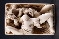 Chinese Carved Netsuke Erotic Figurine Signed