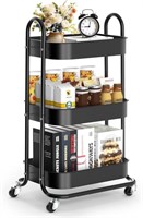 EAGMAK 3 Tier Metal Rolling Cart, Oval Utility