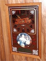 Vintage Pepsi battery operated clock mirror.