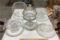 Misc lot w/ glass cake stands