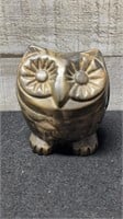 Soapstone Thorn Canada Signed Owl Figure 3" X 3"