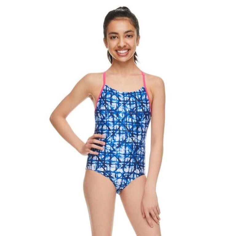 Speedo Girl's 10 Swimwear One Piece Swimsuit, Blue