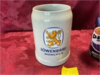 Vintage Lowenbrau 5 1/2 inch tall stoneware mug