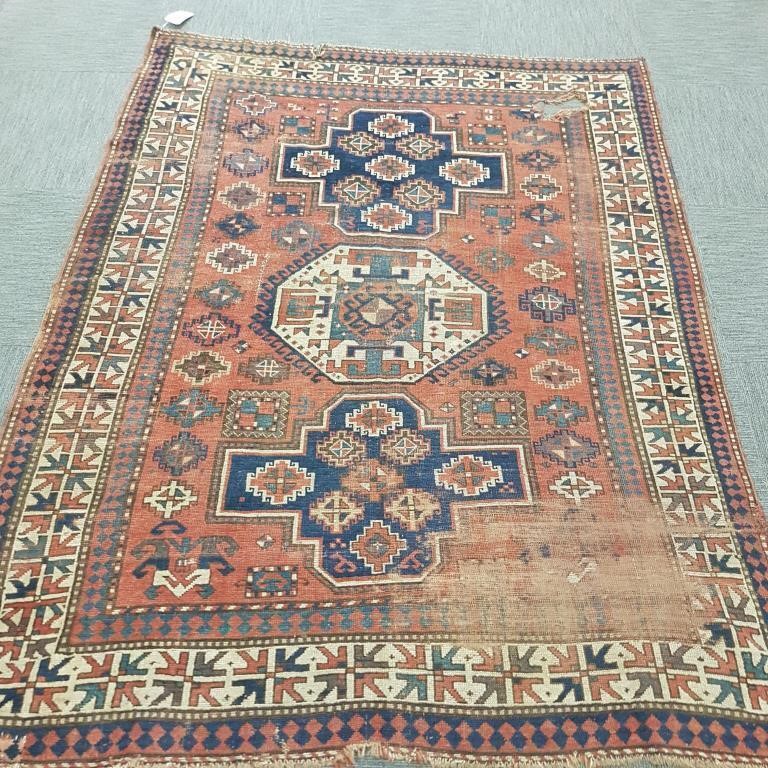 Antique Persian Kazak rug 5'6" x 7'6" (as seen -