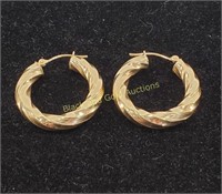 Marked 14K Yellow Gold Hoop Earrings