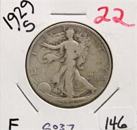 1929 S WALKING LIBERTY HALF DOLLAR COIN