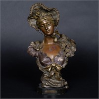 Art Nouveau French Bronze "Marguerite" Bust