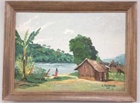 Signed African oil on board 1962 - 18" x 24"