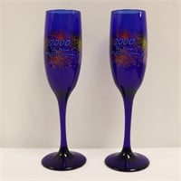 Y2K Champagne Glass Pair, Cobalt Blue