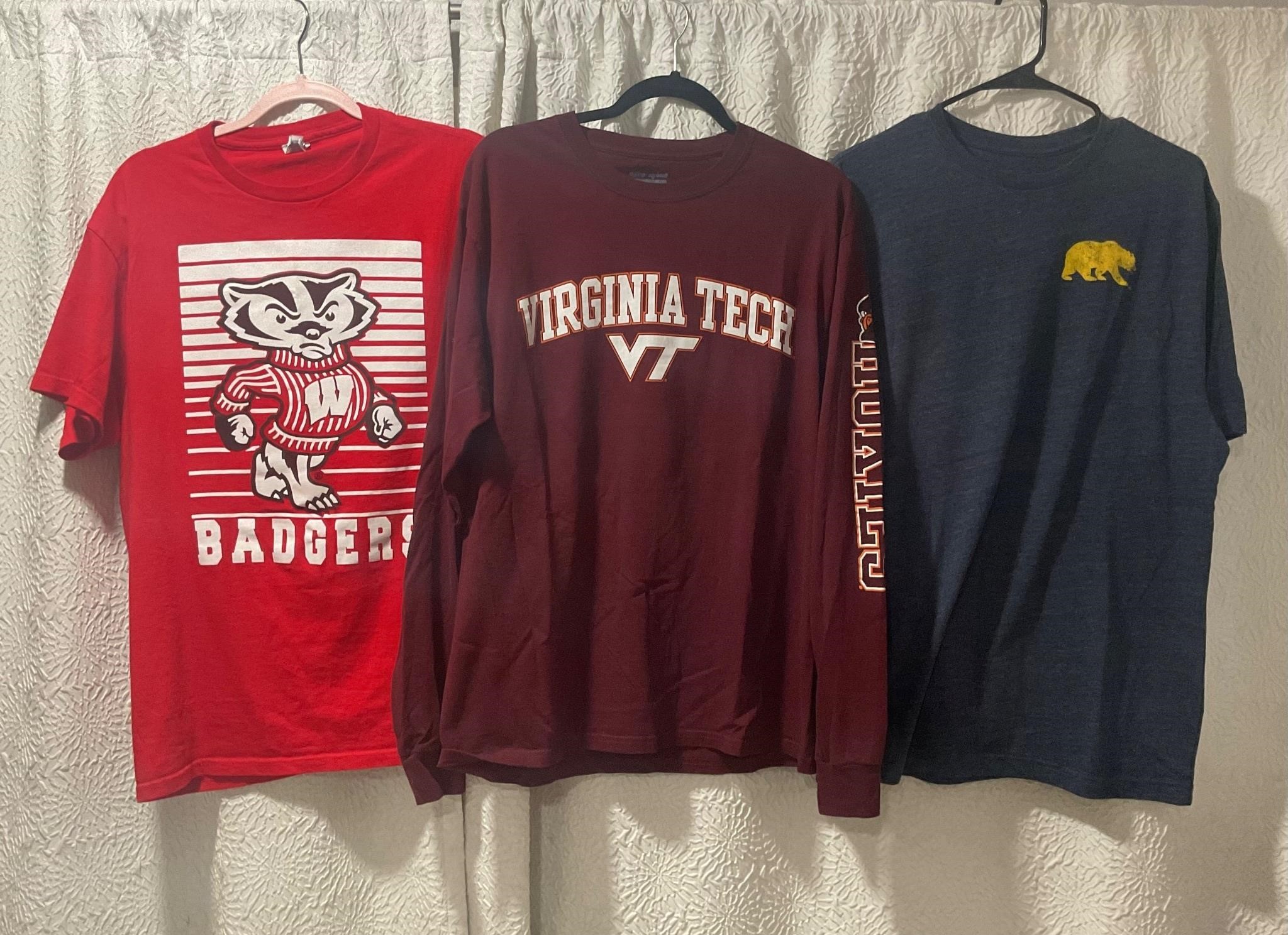 Three College Football Graphic T-Shirts - Mens L