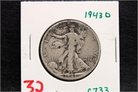1943 D WALKING LBERTY HALF DOLLAR COIN