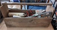 WOODEN TOOLBOX AND CONTENTS