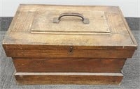 Antique wooden tool box  with lift top lid &