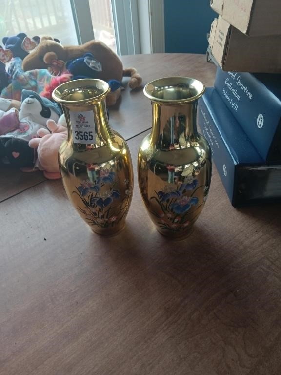 Gold hand painted vases