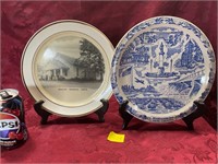 Two vintage souvenir plates, 10 1/2 inches