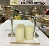 2 candles  holders w/ 3 candles