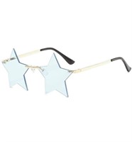 ENTHYI Rimless Star shape Sunglasses Light blue