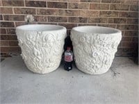 Stone carved matching pots