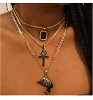 Layered Gothic Nefertiti necklace in gold tone