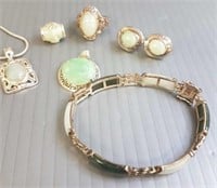 6 pieces of sterling & jade jewelry pieces