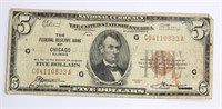 SERIES OF 1929 $5.00  NATIONAL CURRENCY NOTE