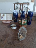 Miniature vases, trinket box, etc.