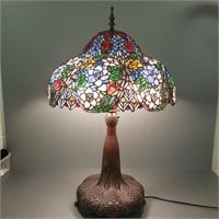 Antique style stained & leaded glass lamp,